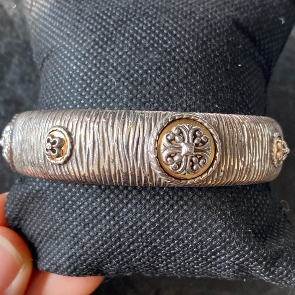 Brighton vintage Silver and gold filigree Scroll Bangle‎ Bracelet